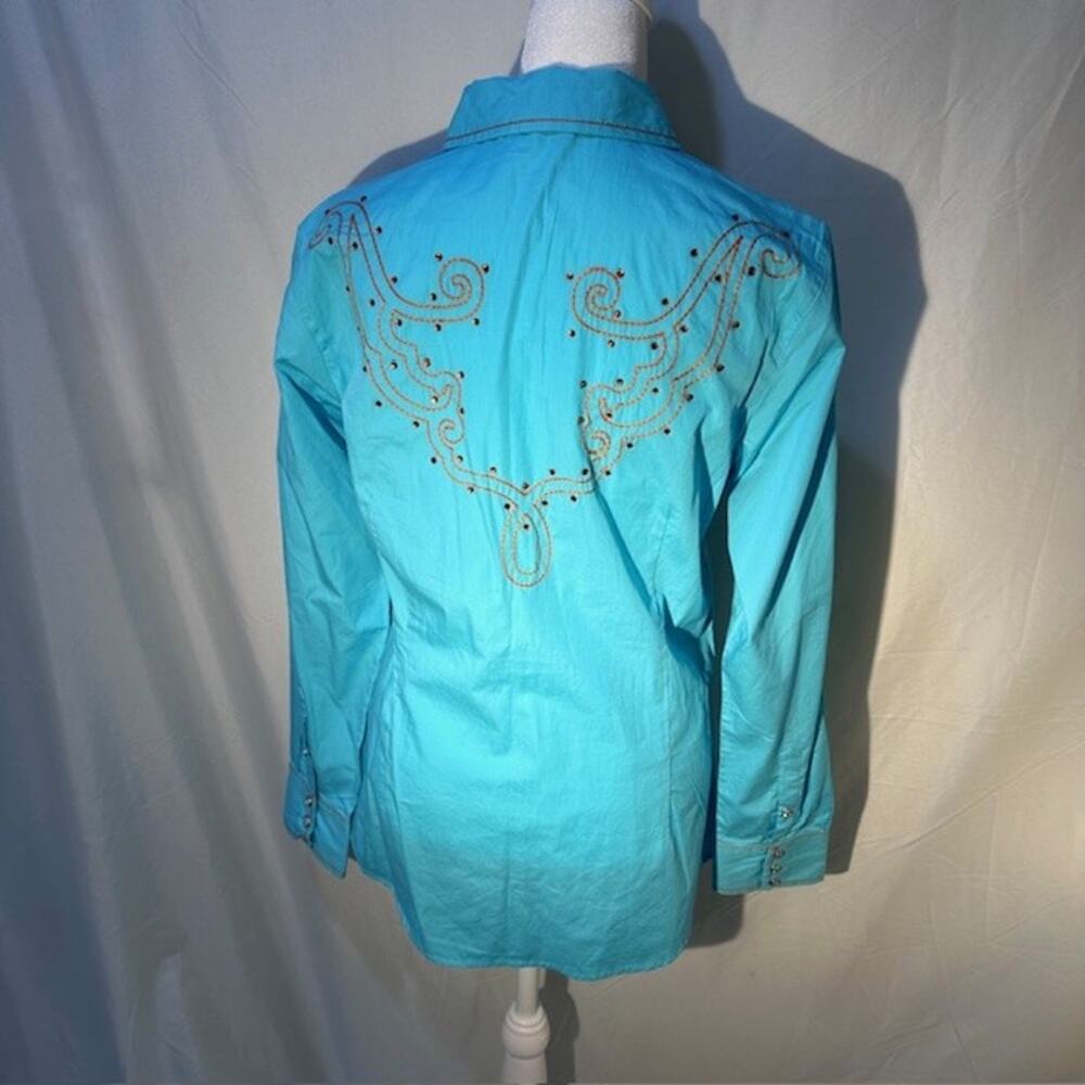 Ariat Shelby Fitted Western Shirt Womens Medium Blue Radiance Snap Front Ranch - Picture 4 of 14
